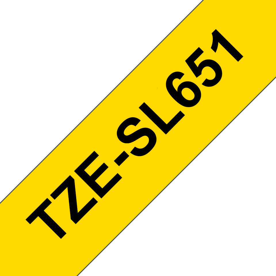 Oryginalna taśma samolaminująca TZe-SL651 firmy Brother – czarny nadruk na żółtym tle, 24 mm szerokości